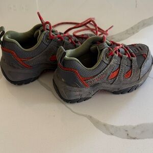 Adorable L.L. Bean Kids Hiking Shoes - Army Green, Grey and Orangey Red